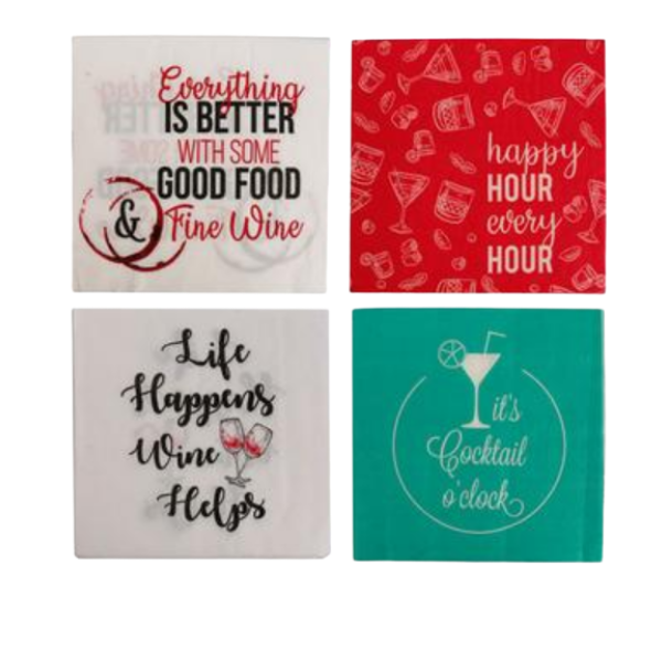 Serviettes with Fun Sayings About Drinks - 4 x 20 Serviettes