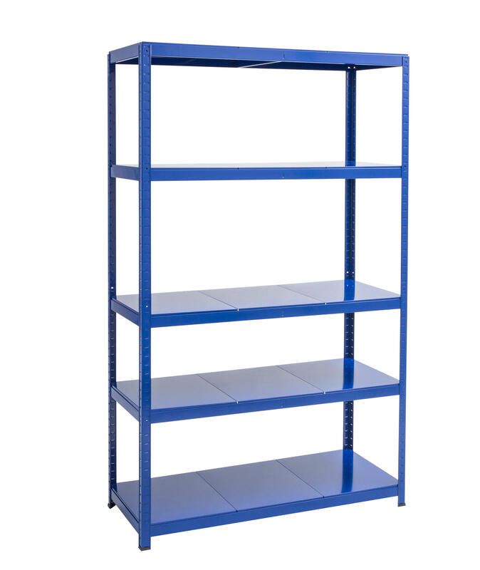 Spaceo Metal Shelving 5 Tiers - Blue (w120xd50xh196cm)
