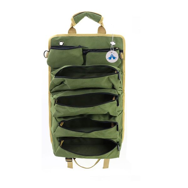 ALANES Heavy Duty Roll Up Tool Bag Organizer With 6 Tool Pouches-Green