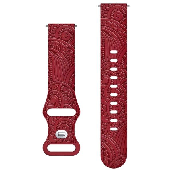 Silicone Watch Strap With Tribal Pattern Engravings - Burgundy