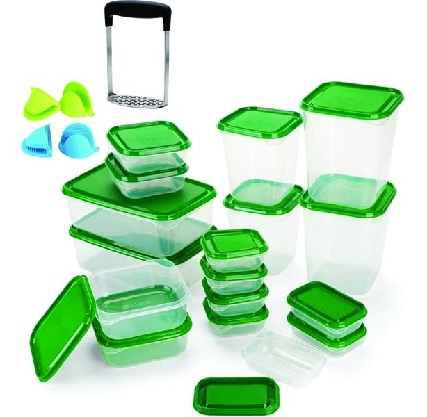 Square Storage Container, Reusable BPA free Stackable storage Box - 17 Piece