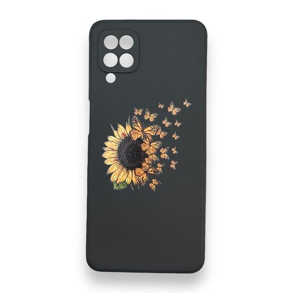AMA Sunflower &amp; Butterfly Pattern Black Silicon Case For Samsung S21 Ultra