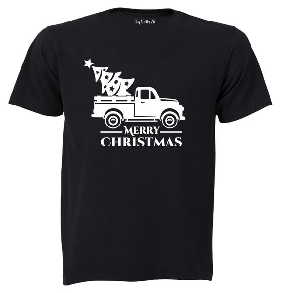 Merry Christmas - Truck - Adults - T-Shirt
