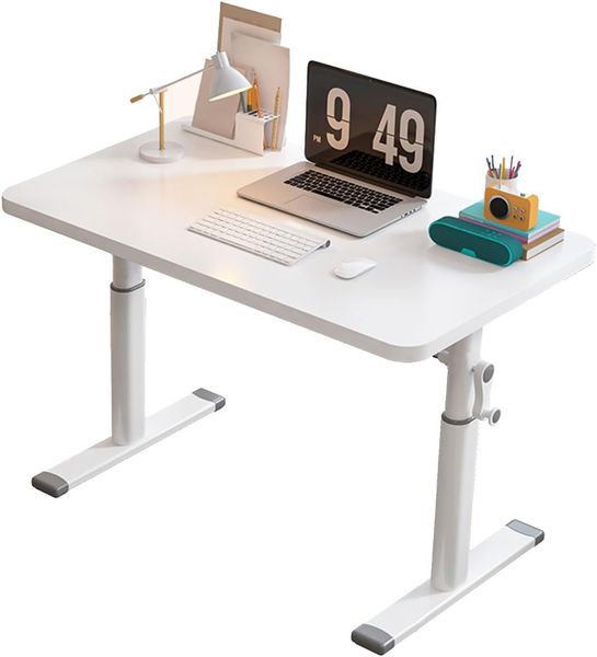 Height Adjustable Standing Desk, Sit Stand Computer Table with Crank Handle