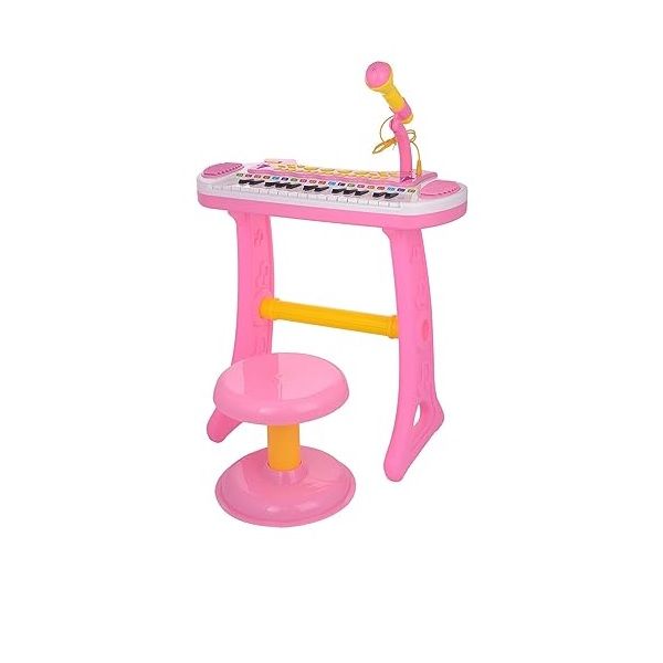 Colorful Piano with Mic and Stool