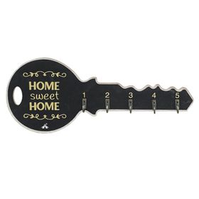ALANES Black Decorative Key Shaped Key Holder for Wall with 5 Hooks ...