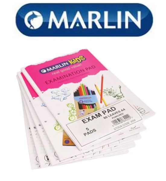 Marlin A4 Punched Exam Pad 80 Page - 5 Pack