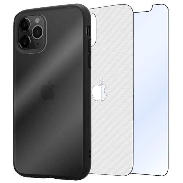 Case, Tempered Glass &amp; White Carbon Skin image