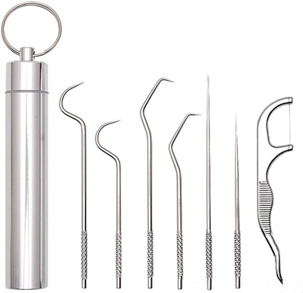 Portable 7PC Stainless Steel Toothpick Set