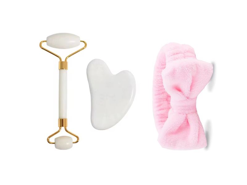 3 in 1 Jade Roller, &amp; Gua Sha &amp; Soft Bow Headband