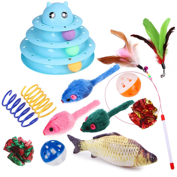 Cat Toys Cat Roller Toy 3-Level Turntable with Balls Kitten Toys Set - 16 Piece