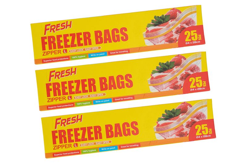 Freezer Bags Zipper Seal 25ss Large - 3 Pack