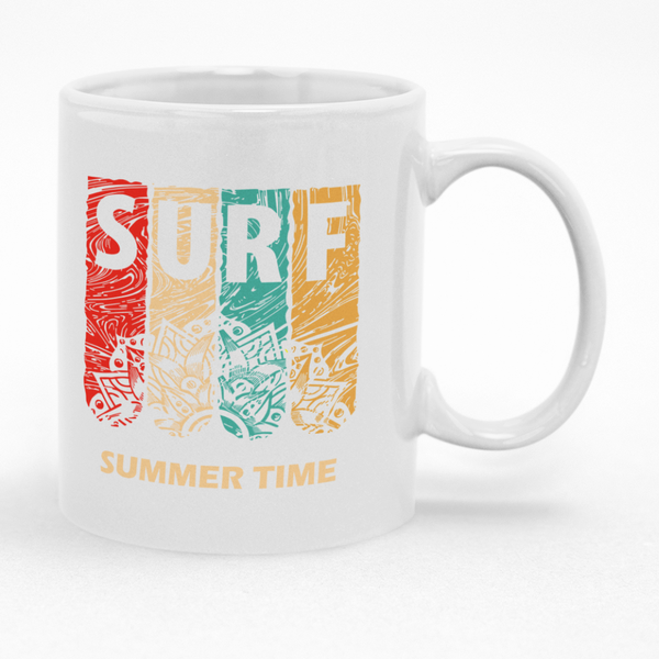 Surfing Mug, Surf Summer Time Coffee Cup, Surfers will love this as a gift