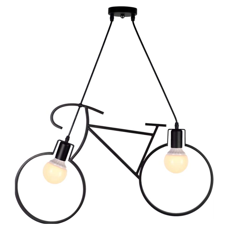 Vintage 2-Light Bicycle Adjustable Island Pendant Light