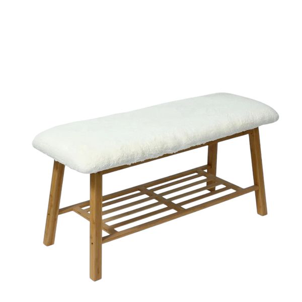 Long Shoe Bench with Soft Padded Seat Cushion
