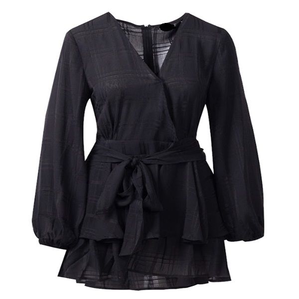 Women Jumpsuit Romper Skort - Fit and Flare - Black