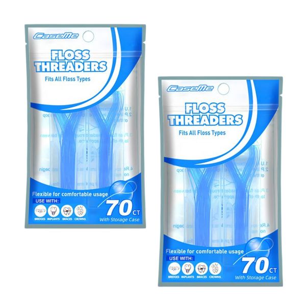 Caseme 2 Pack Floss Threaders for Braces, Permanent Retainer,140 Count