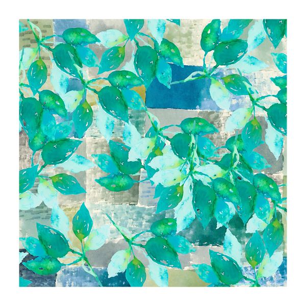 Green Leaves on Rustic Grey Square Tablecloth