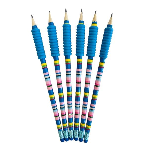Graphite Pencils with Rubber Grips &amp; Eraser Tips (6 Piece)
