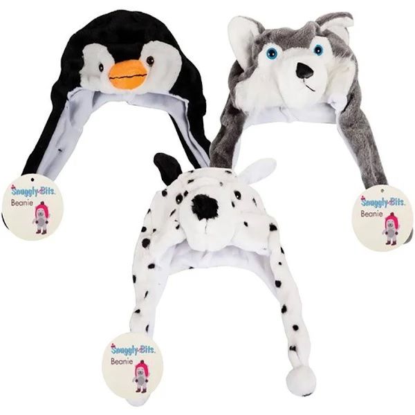 Beanie Kids Animal with Earflaps &amp; Tie-Knot - Set of 3