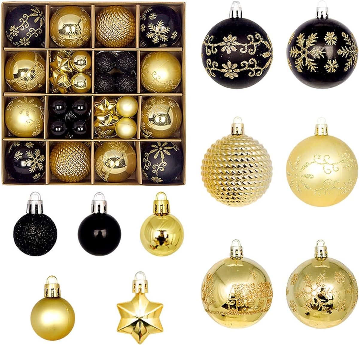 44-Piece/3cm/6cm Luxury Christmas Tree Decorative Baubles Set