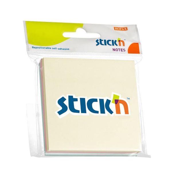 Stick'n Pastel Assorted 76x76mm - 50 sheets per pad, 3 pads per pack