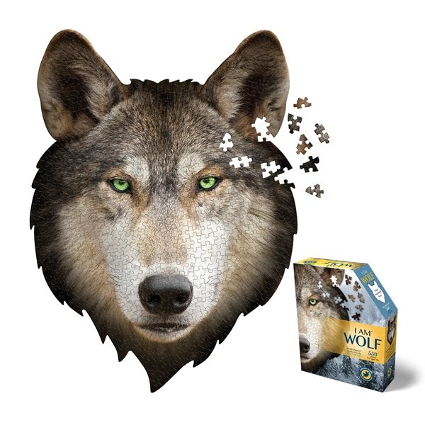 I am Wolf Animal Shaped Jigsaw Puzzle by MADD CAPP - 550 Pieces