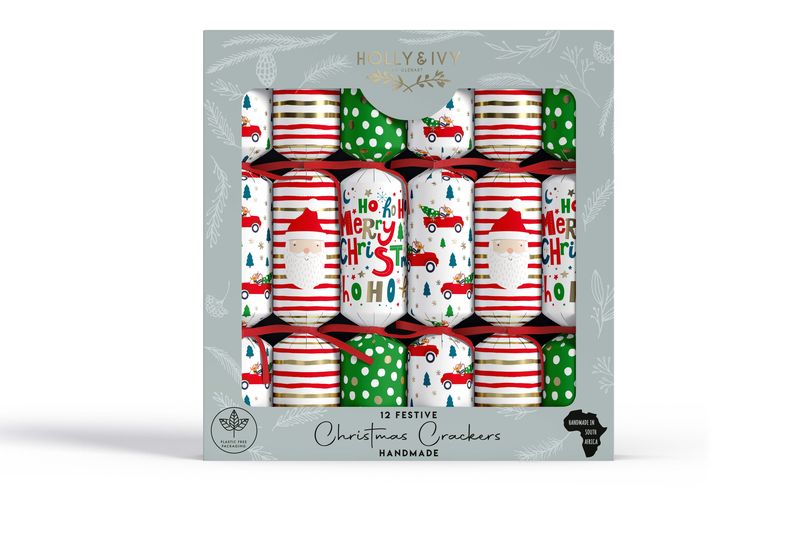 Festive 12s - Kids Dots &amp; Candy Cane Christmas Crackers