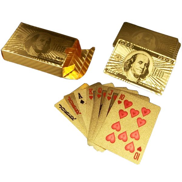 Cre8tive 100 Dollar Plastic Waterproof Playing Cards (Gold)