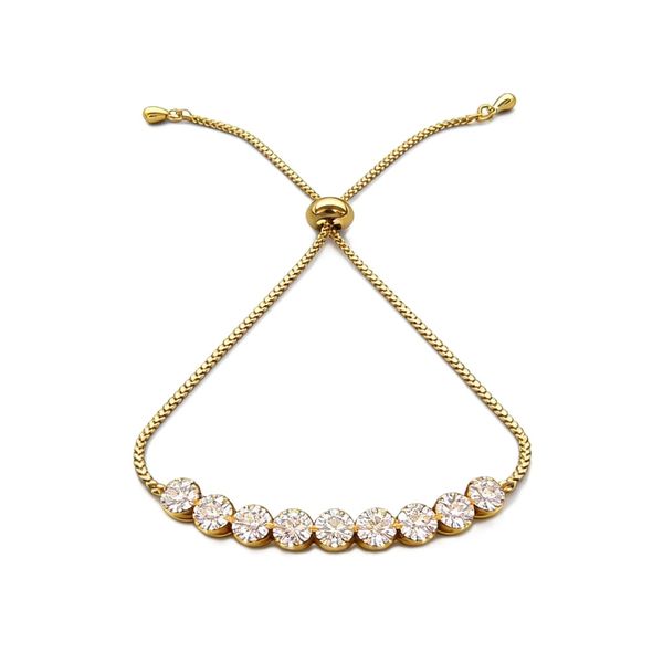 Cubic Zirconia Round Graduated Adjustable Bolo Bracelet