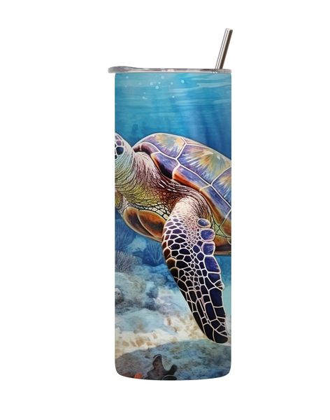 Turtle_11 20 Oz Tumbler with Lid Straw Ocean Graphic Sea Life Gift 172