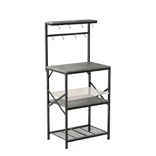 4-Tier Kitchen Bakers Rack with Ajustable Storage Shelves Microwave Stand