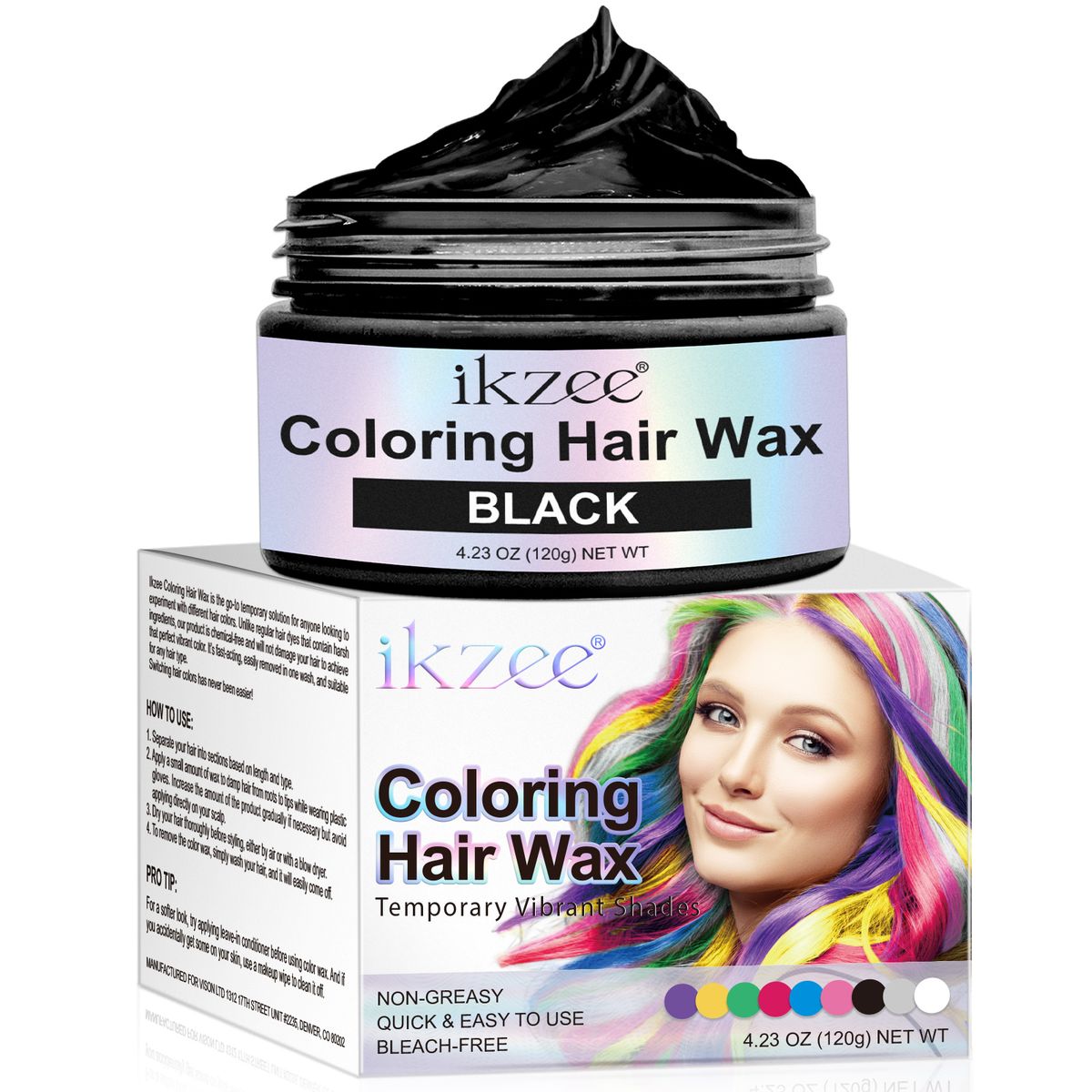 Black Hair Color Wax - Unisex Temporary Hair Dye
