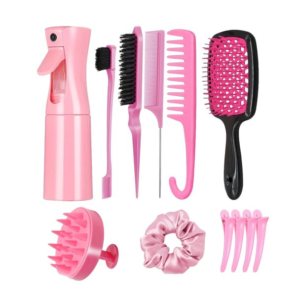 12-in-1 Hair Brush Set with Hair Spray Bottle &amp; Styling Tools for Women