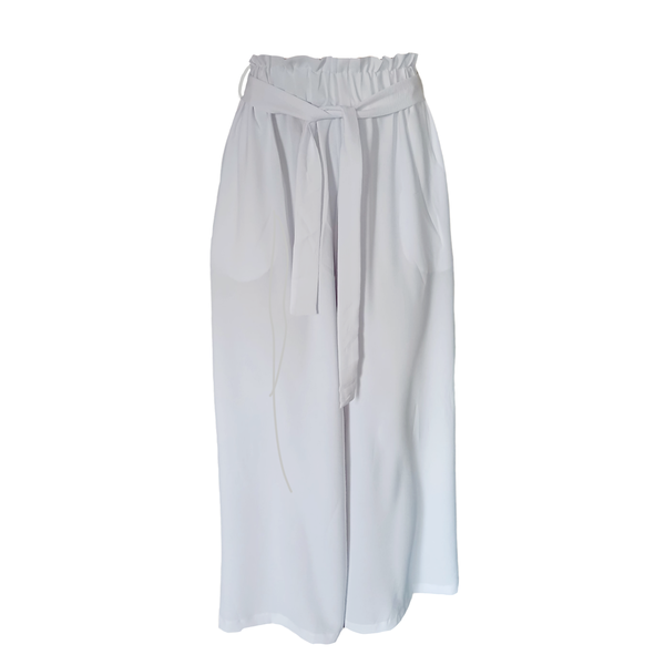 Ladies White Palazzo Pants with Side Pockets