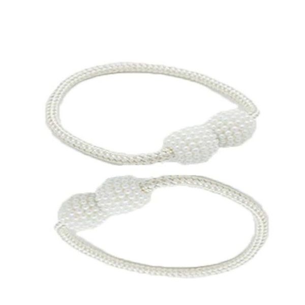 2 Set Magnetic Pearl Curtain Ties - White