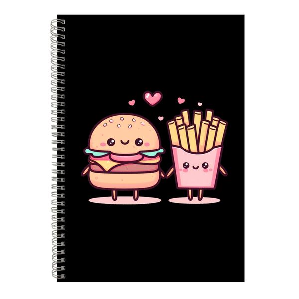 Burger A4 Notebook Spiral Lined Matching Couples Graphic Notepad Present092