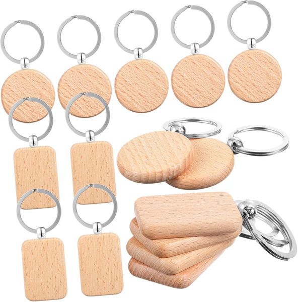 10 Pcs Wooden Keychain Blanks Tags Engraving Blanks for for Name Tags