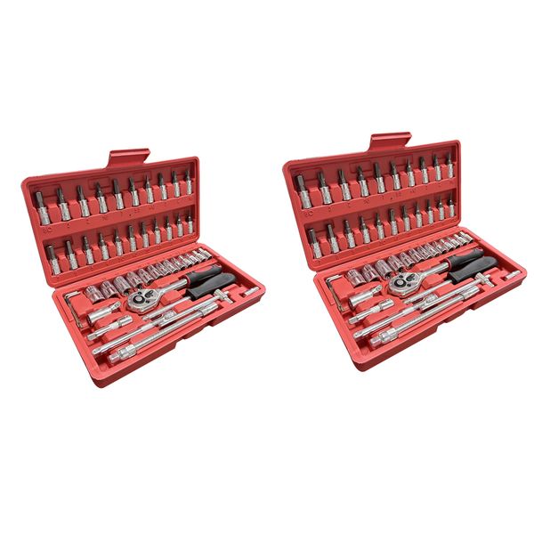 2 Sets of 46Piece 1/4-Inch Socket Set