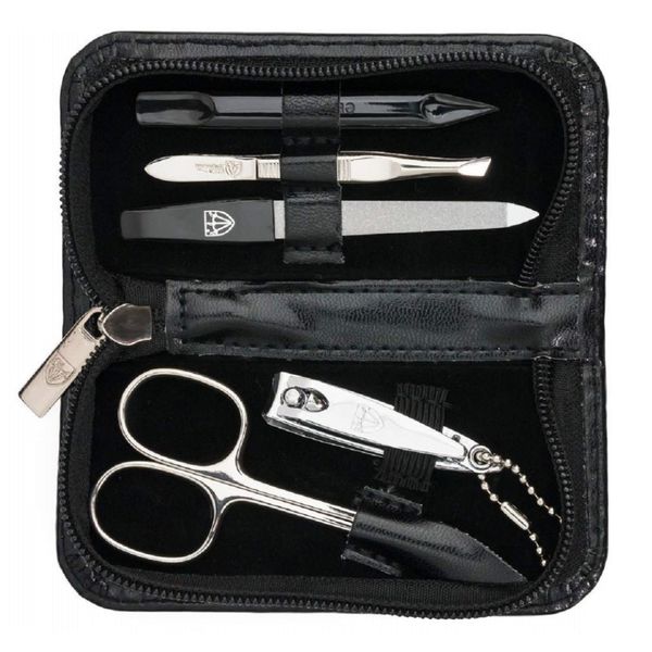 Kellermann 3 Sword Manicure Set: 5 Nail Tools, Black Case, Gift Box 5212MCN