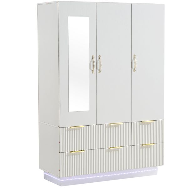 3 Door Wardrobe with Mirror Closet Storage Organize Cabinet Armoire Bedroom