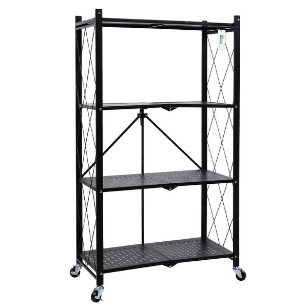 Greenwood Mobile Metal Shelving Unit -Utility Storage Organizer Rack 4-Tier