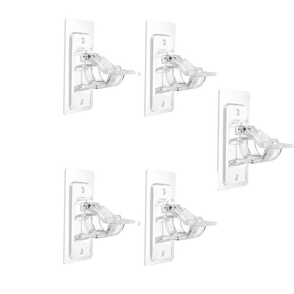 5 Pairs No Drilling Curtain Rod Brackets Adjustable Wall Mount Holders