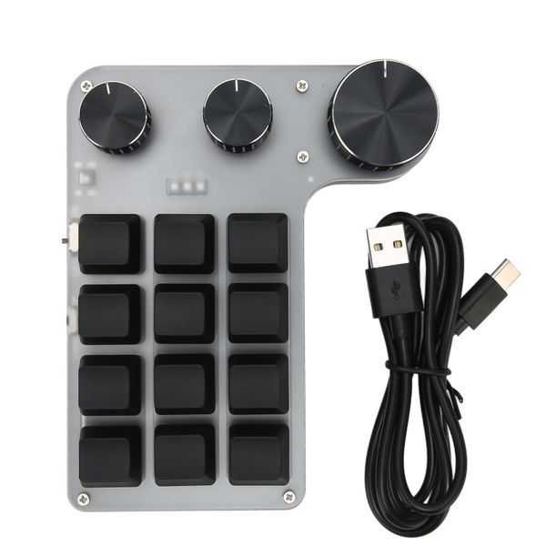 12 Key Macro Pad 3 Knobs, Bluetooth/USB