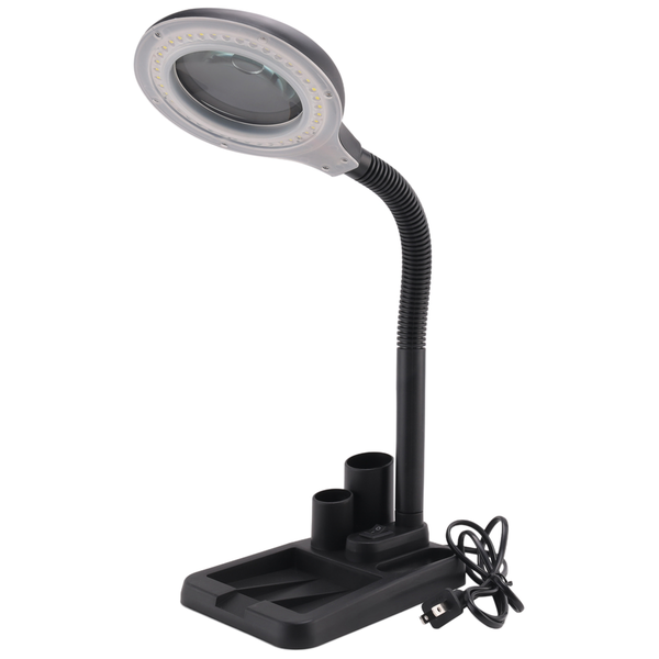 Led 5X 10X Magnifier With Light Floor Stand Adjustable(Black) Us Plug