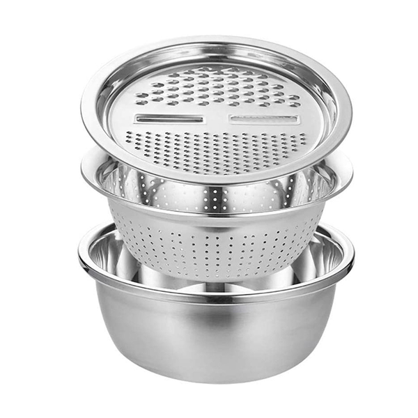 28cm 3-in-1 Stainless Steel Multipurpose Colander Basin Set