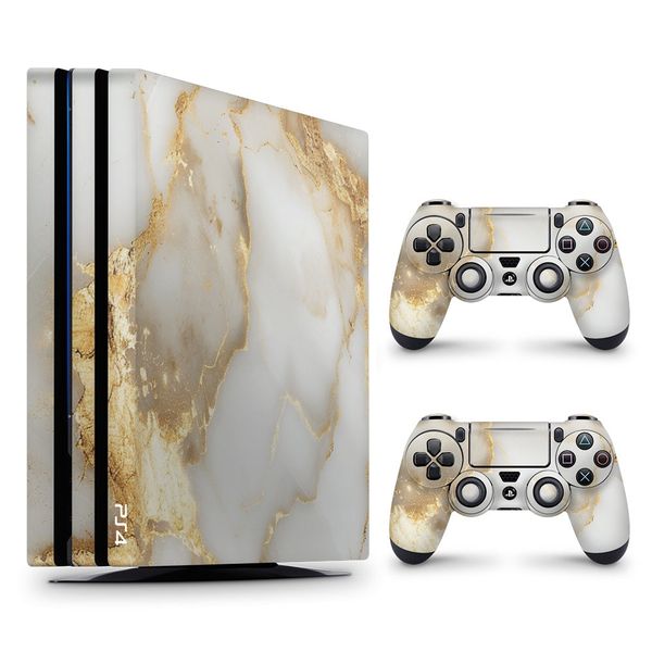 Decal Skin Compatible with PS4 Pro - White Gold Vein Marble (Decal Only)