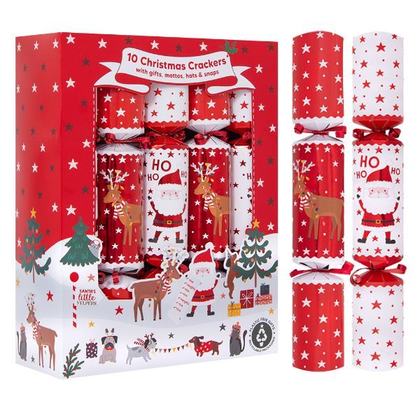 Christmas Crackers 10 pack - Santa's Helpers Festive Table Decorations