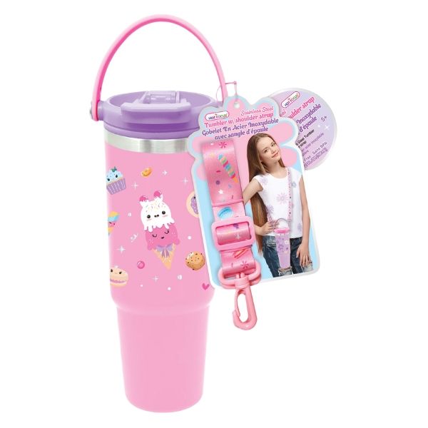 Hot Focus Kids Stainless Steel Tumbler with Shoulder Strap - 887ml BPA Free