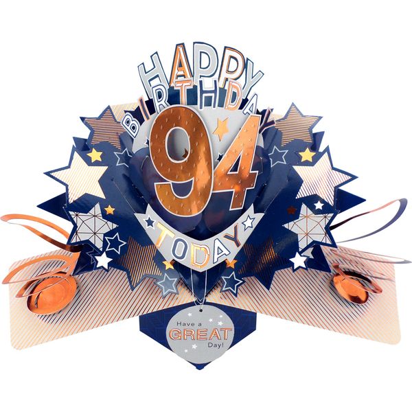 Happy 94th Birthday 3D Pop Up Card - Male